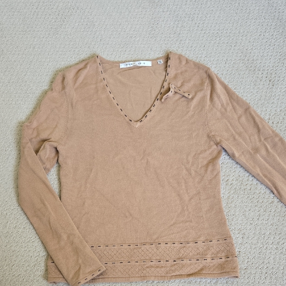 Max Studio Silk V-Neck Top
